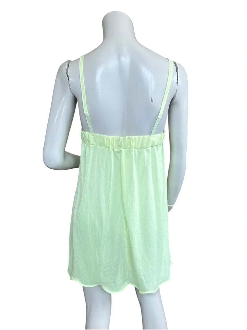 Vintage 80s Formfit Rogers Pale Lime Green Babydoll Underwire Lingerie Dress 36A - Picture 6 of 13